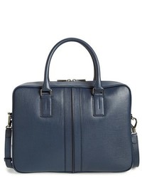 Tod's Medium Double Stripe Textured Leather Briefcase