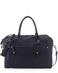 Valentino Rockstud Pebbled Leather Briefcase Navy