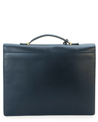 Salvatore Ferragamo Single Gusset Leather Briefcase Blue