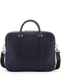 Bally Zip Top Leather Briefcase Navy