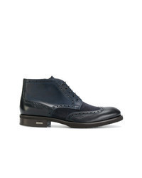 Navy Leather Brogue Boots