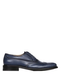 a. testoni Brogued Washed Leather Oxford Shoes