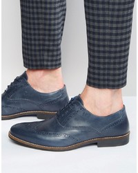 Red Tape Brogues In Navy Leather