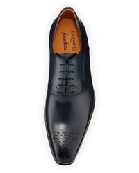 Magnanni For Neiman Marcus Leather Brogue Wing Tip Oxford Blue