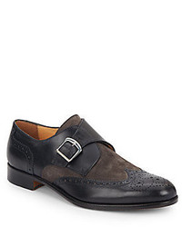 Saks Fifth Avenue Leather Suede Monk Strap Wingtips
