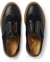 Mark McNairy Pebble Grain Leather And Tweed Panelled Brogues
