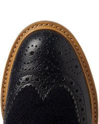 Mark McNairy Pebble Grain Leather And Tweed Panelled Brogues