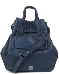 Kooba Anna Leather Bucket Bag Navy