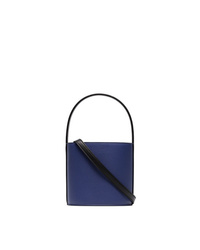 Staud Bisset Blue And Black Leather Bucket Bag