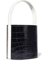 Staud Bissett Croc Effect And Smooth Leather Bucket Bag