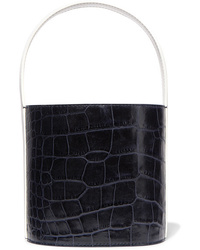 Staud Bissett Croc Effect And Smooth Leather Bucket Bag
