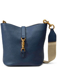 Gucci Jackie Soft Leather Bucket Bag Navy