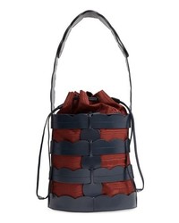 Trademark Scallop Hesse Leather Bucket Bag