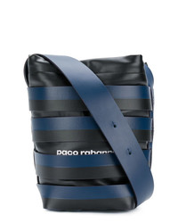 Paco Rabanne Striped Bucket Logo Shoulder Bag