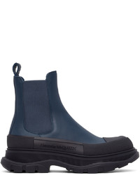 Alexander McQueen Navy Black Tread Slick Chelsea Boots