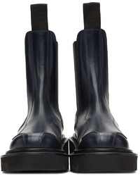 Toga Virilis Navy Polished Leather Chelsea Boots