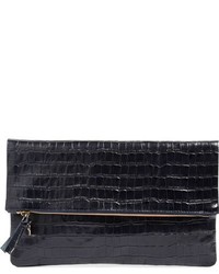 Clare Vivier Clare V Croc Embossed Leather Foldover Clutch Blue