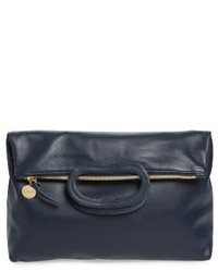 Clare Vivier Clare V Marcelle Lambskin Leather Foldover Clutch Blue