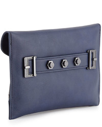 Danielle Nicole Tina Studded Faux Leather Envelope Clutch Bag Navy