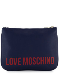 Love Moschino Dog Appliqu Leather Pouch Blue