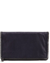 Stella McCartney Faux Leather Falabella Fold Over Clutch Bag Navy
