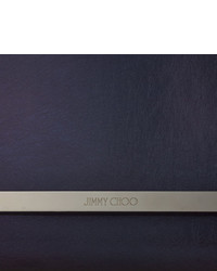 Jimmy Choo Maia Navy Etched Metallic Leather Accessory Clutch Bag