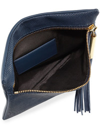 Elizabeth and James Scott Perforated Leather Clutch Bag Yachting Navy