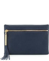 Elizabeth and James Scott Perforated Leather Clutch Bag Yachting Navy