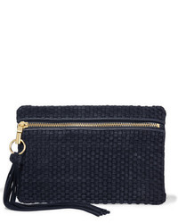 Elizabeth and James Scott Woven Suede And Leather Clutch Navy