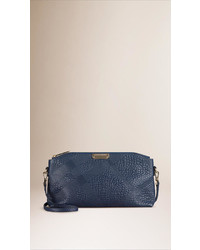 Burberry Small Embossed Check Leather Clutch Bag
