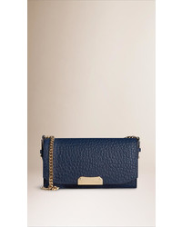Burberry Small Signature Grain Leather Clutch Bag With Chain