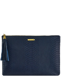Graphic Image Uber Clutch In Embossed Python Leather