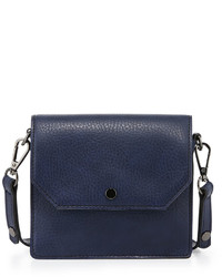 Neiman Marcus Contrast Trim Faux Leather Crossbody Bag Navydark Blue
