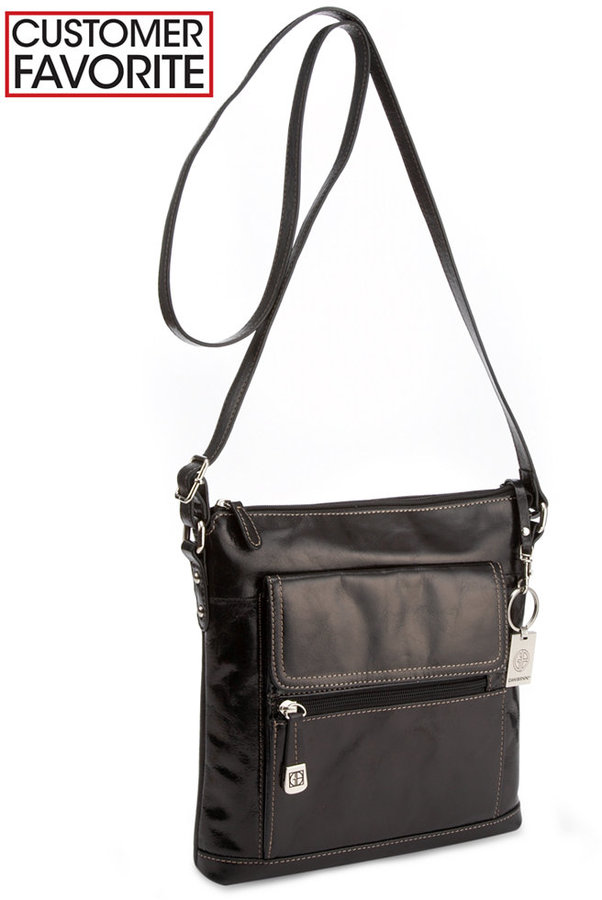 GIANI BERNINI Glazed Leather Vertical Crossbody Bag