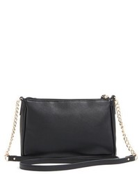 Junior Zip Front Faux Leather Crossbody Bag Black