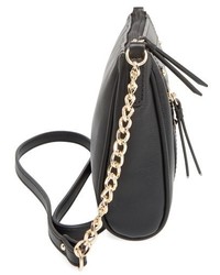 Junior Zip Front Faux Leather Crossbody Bag Black