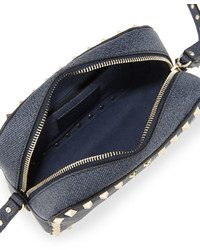 Valentino Rockstud Small Zip Top Camera Bag Denim Blue