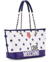 Love Moschino Saffiano Faux Leather Shoulder Bag Blue