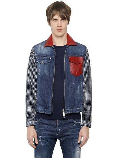 DSQUARED2 Polka Dot Sleeves Cotton Denim Jacket | Where to buy & how to ...