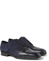 Jimmy Choo Prescott Glossed Leather And Suede Dgrad Derby Shoes