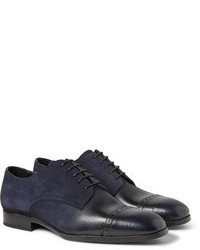 Jimmy Choo Prescott Glossed Leather And Suede Dgrad Derby Shoes