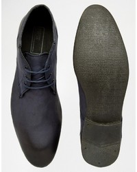 Asos Lace Up Chukka Boots In Navy Leather