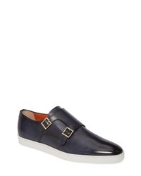 Santoni Freemont Double Monk Shoe In Blue At Nordstrom