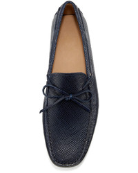 Tod's Gommini Textured Leather Tie Driver Navy