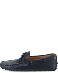 Tod's Gommini Textured Leather Tie Driver Navy