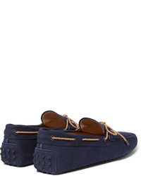 Tod's Gommino Leather Trimmed Nubuck Driving Shoes