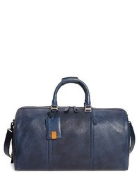 Navy Leather Duffle Bag