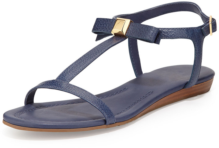 Kate Spade New York Tessa Bow Leather Flat Sandal Navy | Where to buy ...