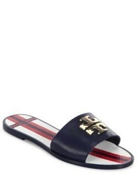 Tory Burch Logo Leather Jelly Slides