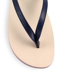 Thom Browne Leather Tricolor Stripe Flip Flops